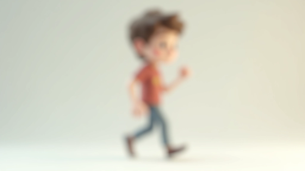 Personagem completo em pose dinâmica, demonstração de rigging avançado e movimento coordenado