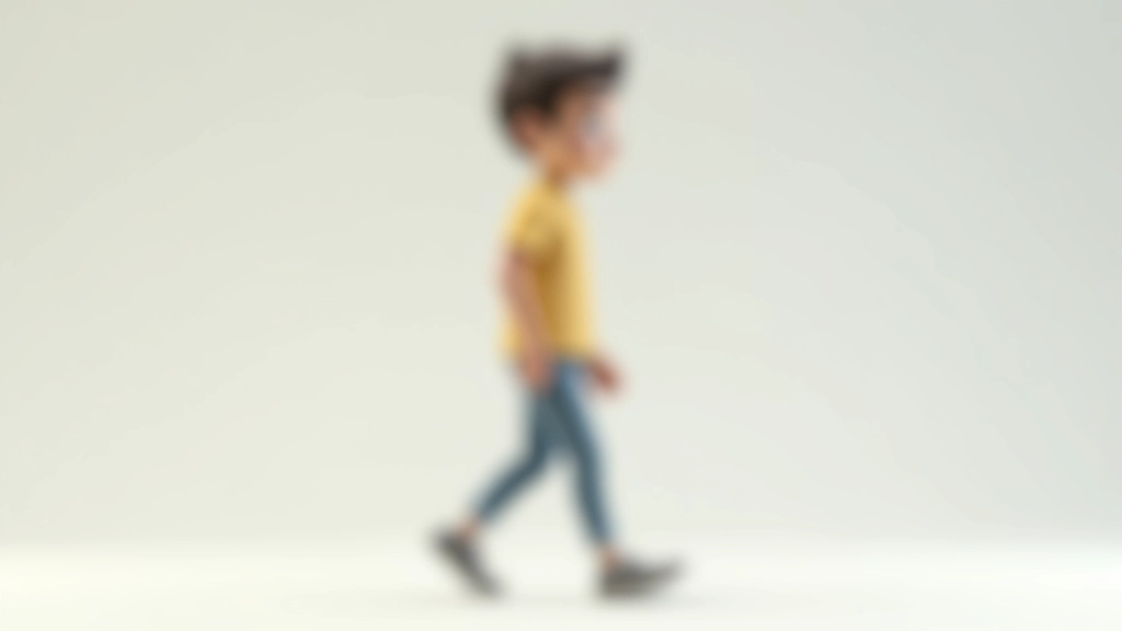 Personagem 2D animado em pose de caminhada, movimento fluido demonstrando timing perfeito